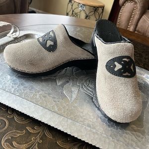 Dansko Gray Suede & Leather Slip-On Clogs